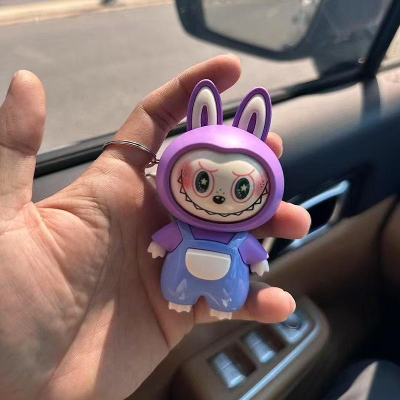 Labubu Nezha Face-Changing Plush Doll Keychain - Trendy Play Emoticon Pack, Hot-Selling Toy Pendant