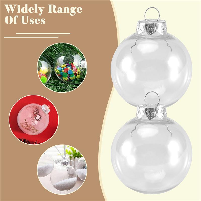 Practical-15 PCS Round Clear Christmas Balls Fillable DIY Christmas Tree Balls Made Of Plastic Christmas Balls Tree Decorations