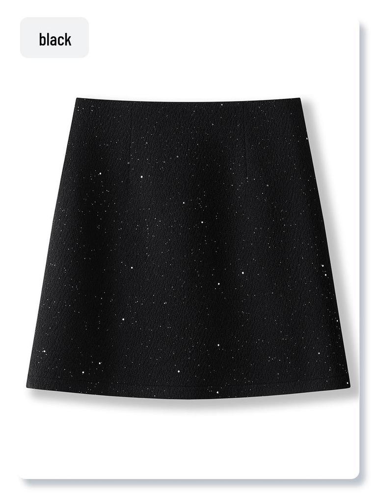 Women's Gray Wool High-Waist Bodycon Midi Skirt - Autumn/Winter 2024 A-Line Design
