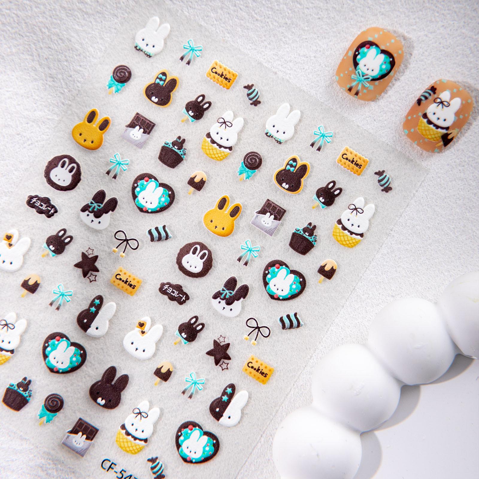 Cyansea Cute Cartoon Rabbit Embossed Phone Case with Adhesive Back Nail Stickers CF-547