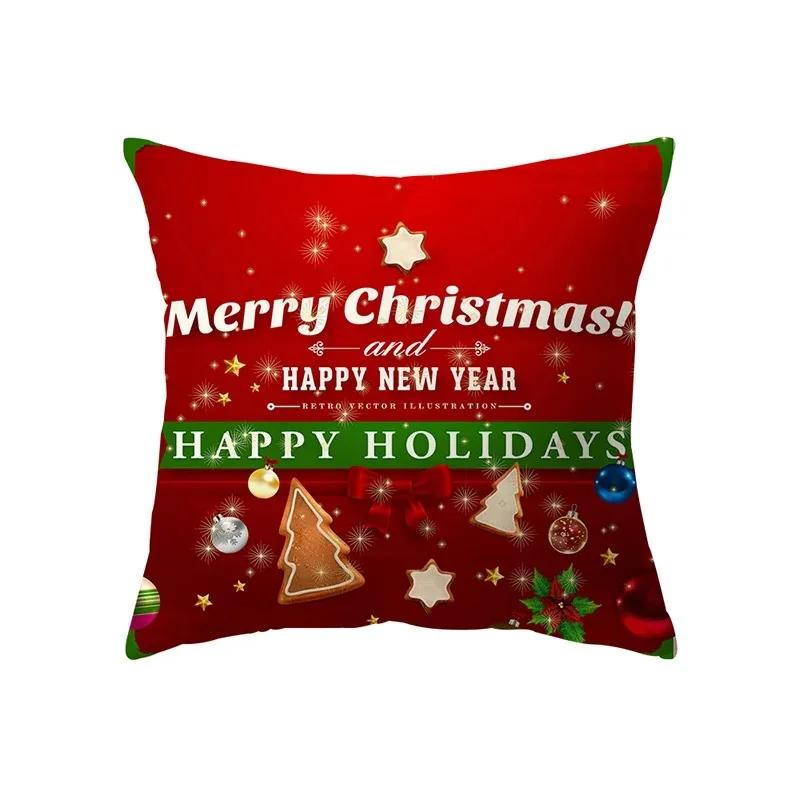 Christmas Theme Decorative Printed Pattern Cushion Cover Home Decor Living Room Sofa Pillow Bedroom Bedside Pillow