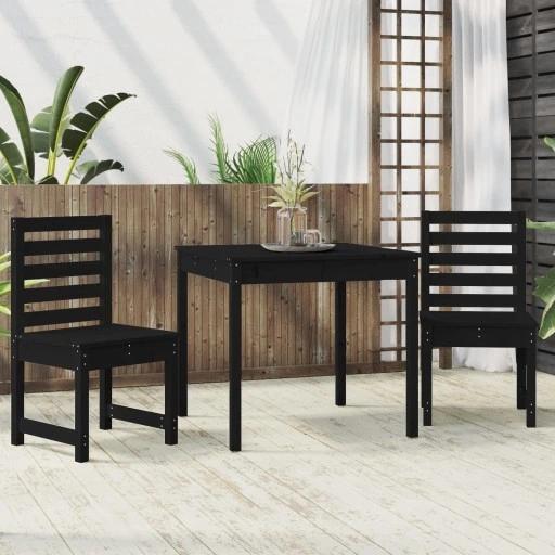 Vidaxl 3-Cz. Gartenmöbel-Set Bistro, Schwarz, Kiefernholz