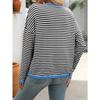 Autumn and Winter Round Neck Striped Contrasting Long Sleeved Casual Women's Sweaters