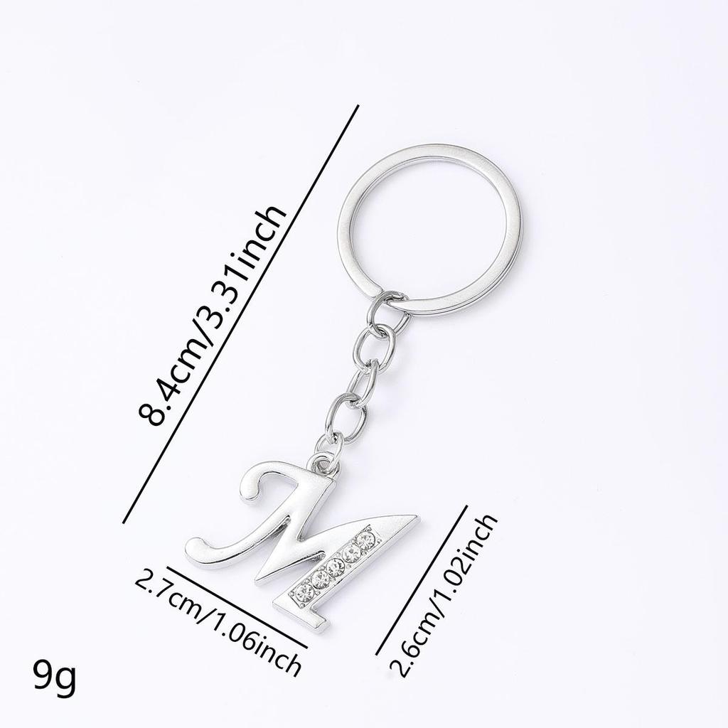 Creative Rhinestone Initials Metal Keychain – Korean Style Car Keyring Party Gift.
