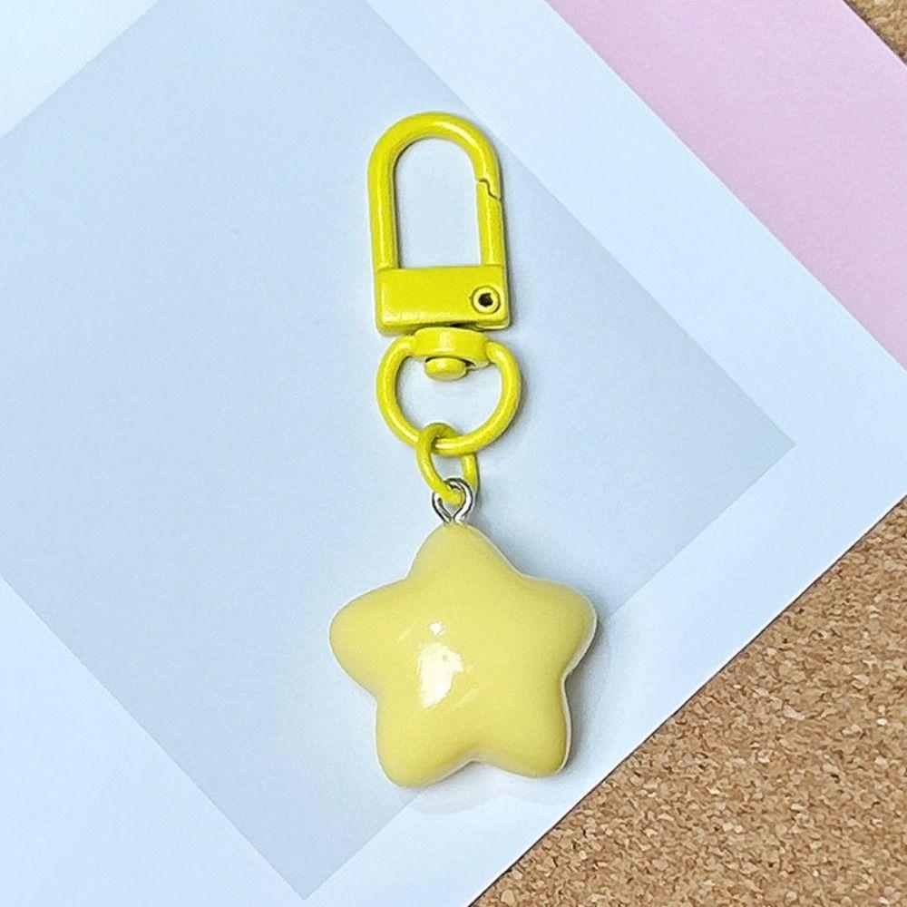 5pcs Resin Chubby Star Keychain noctilucent Backpack Pendant Friendship Stars Keychain  Girls Gifts