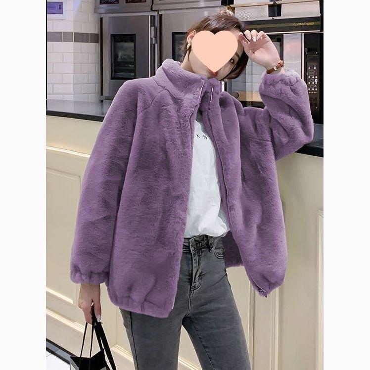 Fleece Thickened Jacket Coral Fleece Sweater Women's Autumn and Winter Design Sense Double-sided Fleece Stand-up Collar Warm Cardigan Wool Top