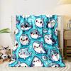 Cute Cartoon Sharks Pattern Print Blanket Soft and Cozy Perfect for the Living Room Bed Sofa or a Nap,gift