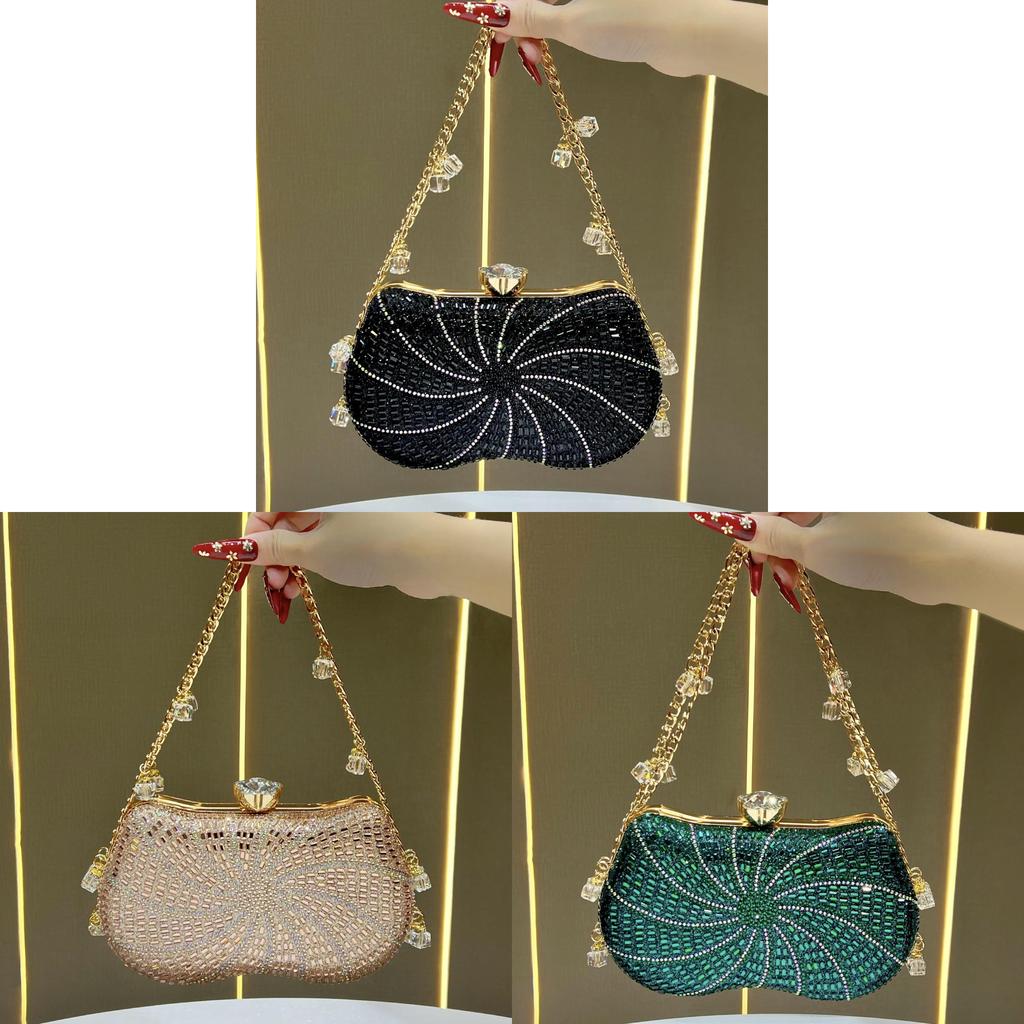 Fashion Ladies Sparkling Water Diamond Evening Bag With Lock Closure For Formal Events