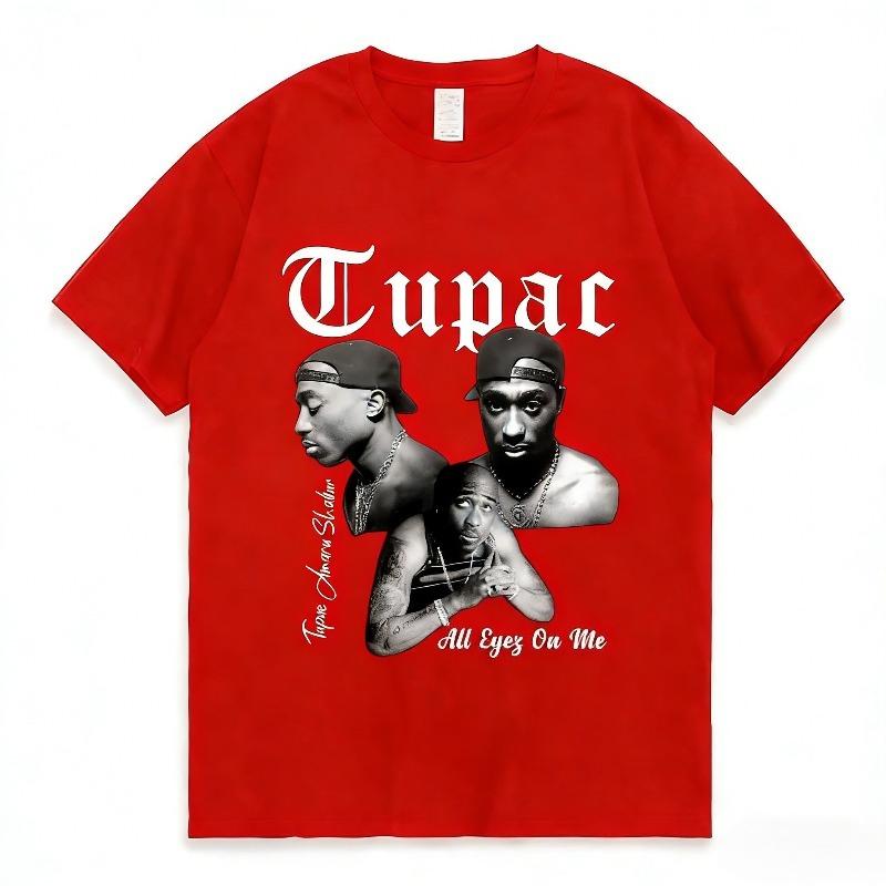 Rap Tupac Hiphop Streetwear Round Neck Oversized Sleeve Tshirt High Quality Summer Short Sleeve Fashion Unisex100 Cotton Tshirt