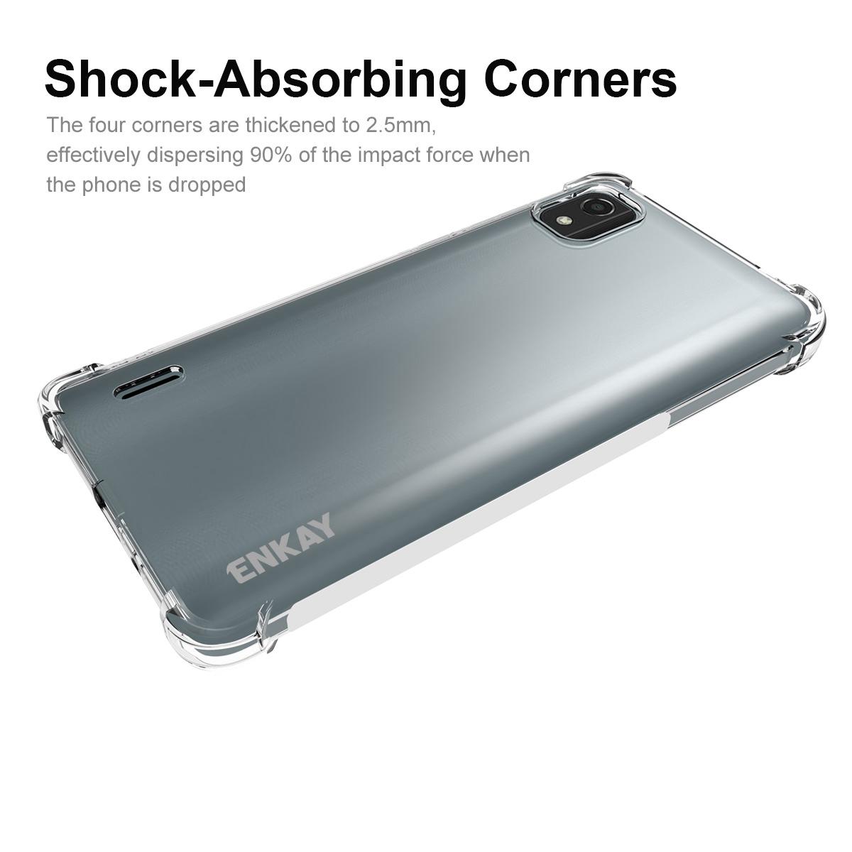 

ENKAY HAT PRINCE For Nokia C2 2nd Edition Enhanced Corners TPU Phone Case Anti-slip Strip Edge Clear Protective Cover A