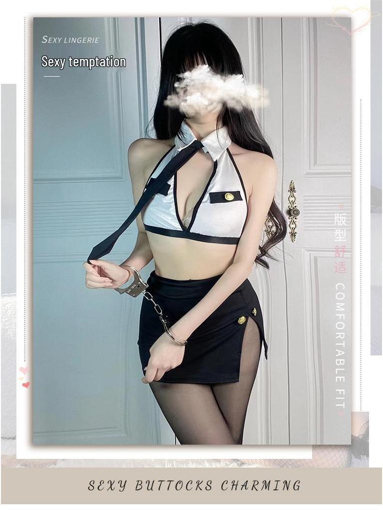 Sexy Police & Flight Attendant Roleplay Lingerie Set - Temptation Bodycon Skirt & Secretary Outfit for Couples