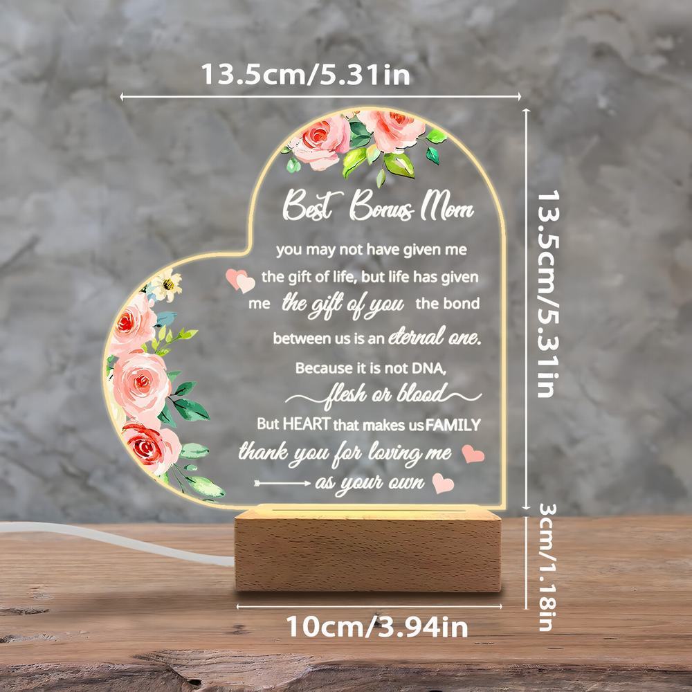 1PC Acrylic Luminous Decor Photography Accessories, USB Base, Stepmother Gift, Mother's Day/Birthday Figurines