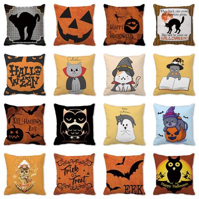 Poszewka na poduszkę dekoracja na Halloween czarny kot dynia lampion wzór poszewka na poduszkę odpowiednia do dekoracji pokoju dziennego sofy pokoju prezent