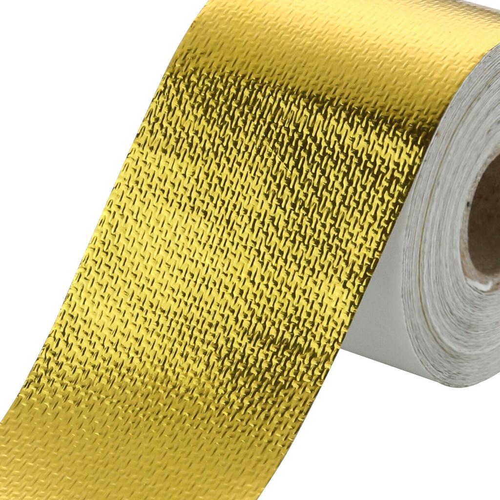 Reflective Self Adhesive Tape Gold/Sliver High Temperature Heat Insulation Shield Wrap Tape Bandage 50mm x 5M Roll UniversalPinstriping Tape 3