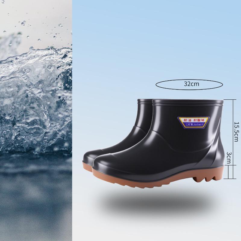 Men s labor insurance shoes rain shoes thick-soled wear-resistant rain shoes men s deodorant rain boots waterproof and non-slip thickened velvet cover 38