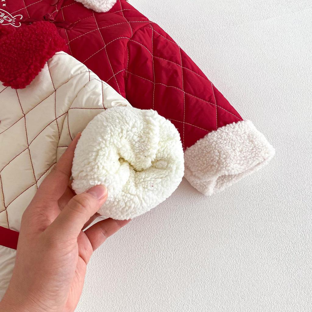 2025 Winter Boys' Cartoon Embroidered Plus Velvet Cotton Jacket