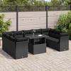 VidaXL Garden Lounge Set 10 Pcs with Cushions Black Wicker 3326216