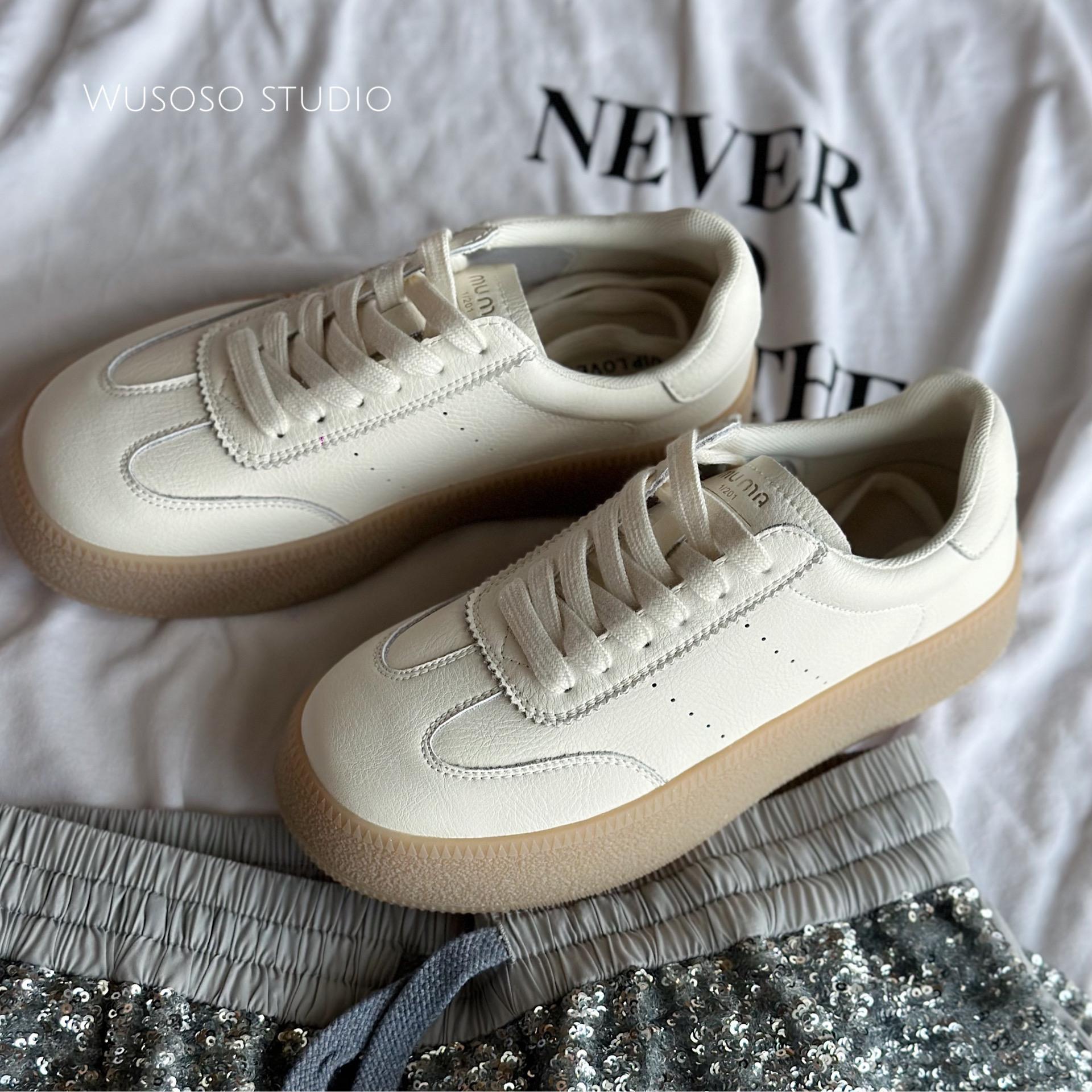 

Туфли белые из натуральной кожи 2025 года, нишевый бренд, толстая подошва, увеличивающая рост, туфли белые из коровьей кожи, осенняя универсальная повседневная обувь с мягкой подошвой 35