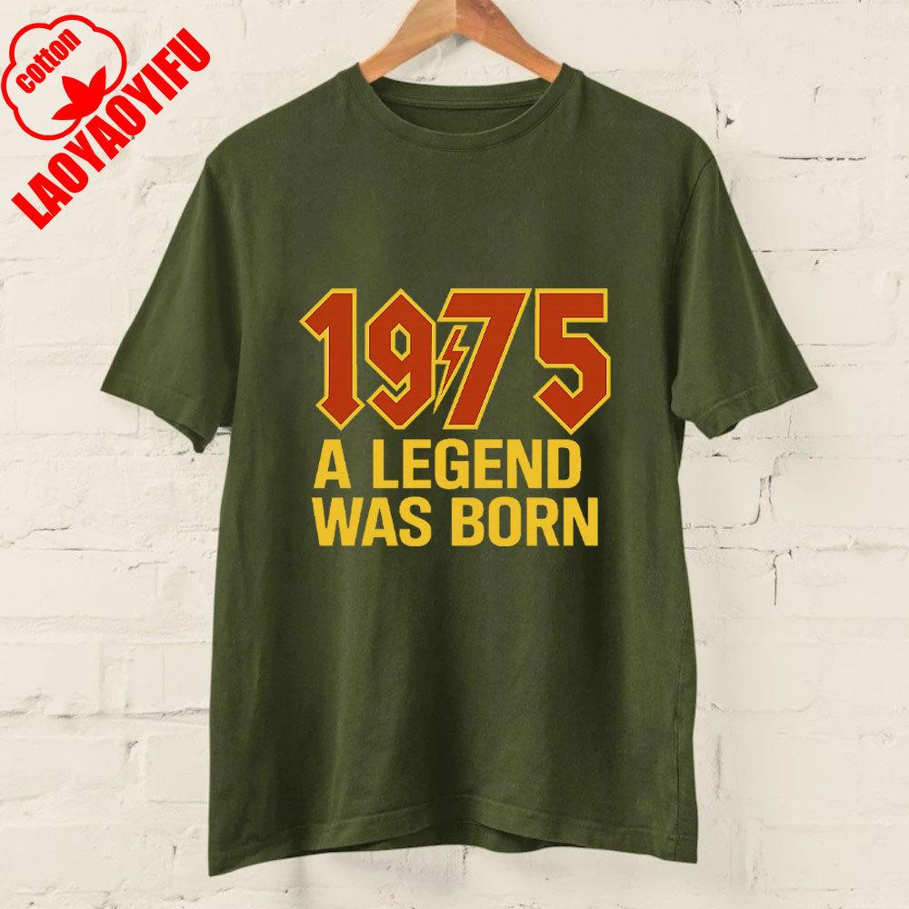 50th Birthday T Shirt 2025 1975 A Legend Was Born Retro Heavy Metal Rock Music Style Fiftieth Gifts for Him Personality Tops