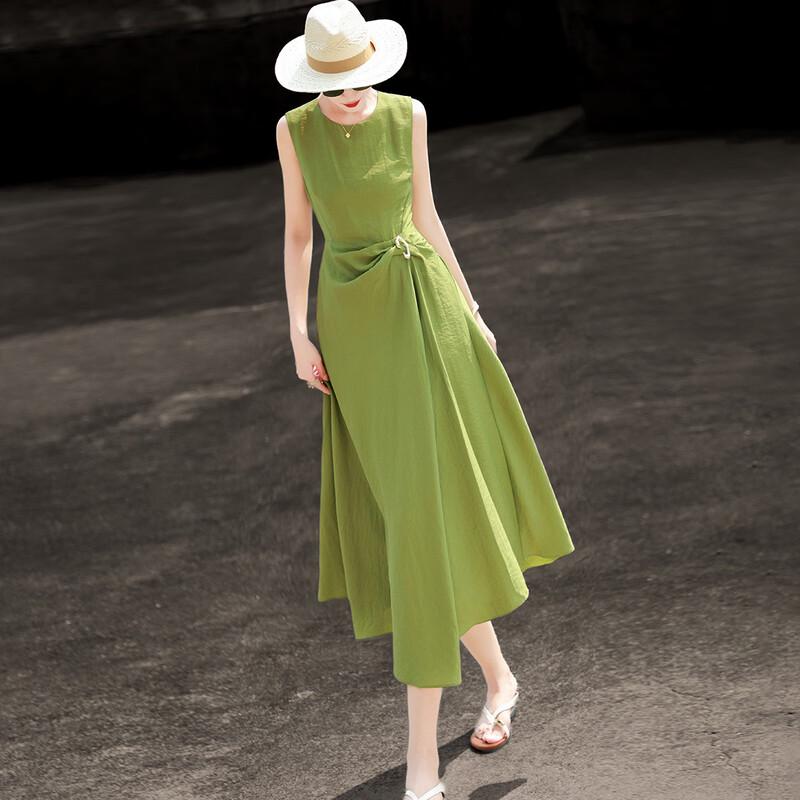 Lanseer Women's Elegant Lyocell A-Line Midi Dress