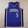 Season Kings #5 Purple V-neck Basketball Jersey