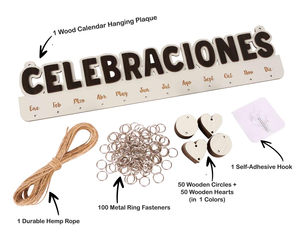 Inkdotpot Perpetual Wall Calendar Wooden, Dates To Remember Wall Hanging Birthday Calendar- Decorative Birthday Tracker