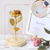 The  Gold-plated Red Rose with LED Light In Glass Dome for Wedding Party Mother's Day Gift
