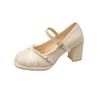 French Small Fragrant Style High Heel with Skirt Thick Heel Single Shoes Women Wear for a Long Time Not Tired Feet Cute Sweet Internet Celebrity Popul