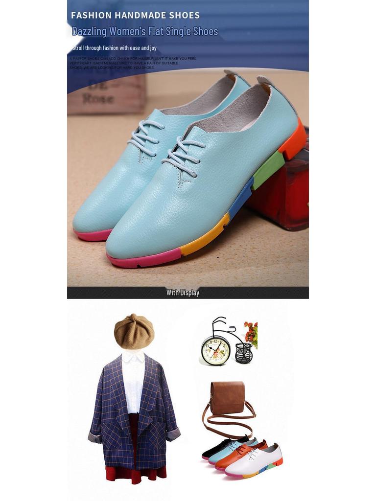 Women's Comfortable Non-Slip Genuine Leather Nurse Shoes - Soft Sole, Breathable, Flat Heel, Deodorant, Versatile for Medical Work