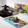Set of Two Glass Cutting Boards Abstraction Elements 2X30X52 Cm