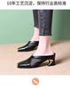 2025 summer new crocodile leather half slippers women's fashion iron head thick heel comfortable versatile high heel outside sandals