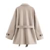 Womens Oversized Double-Layer Collar Coat 2025 Elegant Office Chic Outerwear In Gray Khaki Beige Black