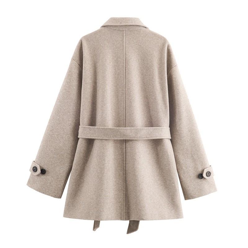 Womens Oversized Double-Layer Collar Coat 2025 Elegant Office Chic Outerwear In Gray Khaki Beige Black