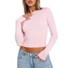 Women's Versatile Irregular Slim-fit Bottoming Top T-shirt Round Neck Solid Color Slim-fit Long Sleeves