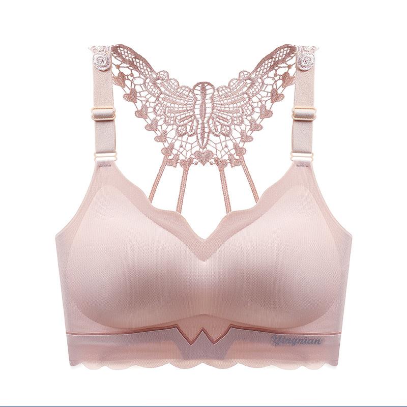 

Бесследный бюстгальтер Женский Бюстгальтер-бабочка Красивая спина Полый бюстгальтер Сборка Антипровисание Тонкий бюстгальтер на косточках Топ с поддержкой 3XL розовый