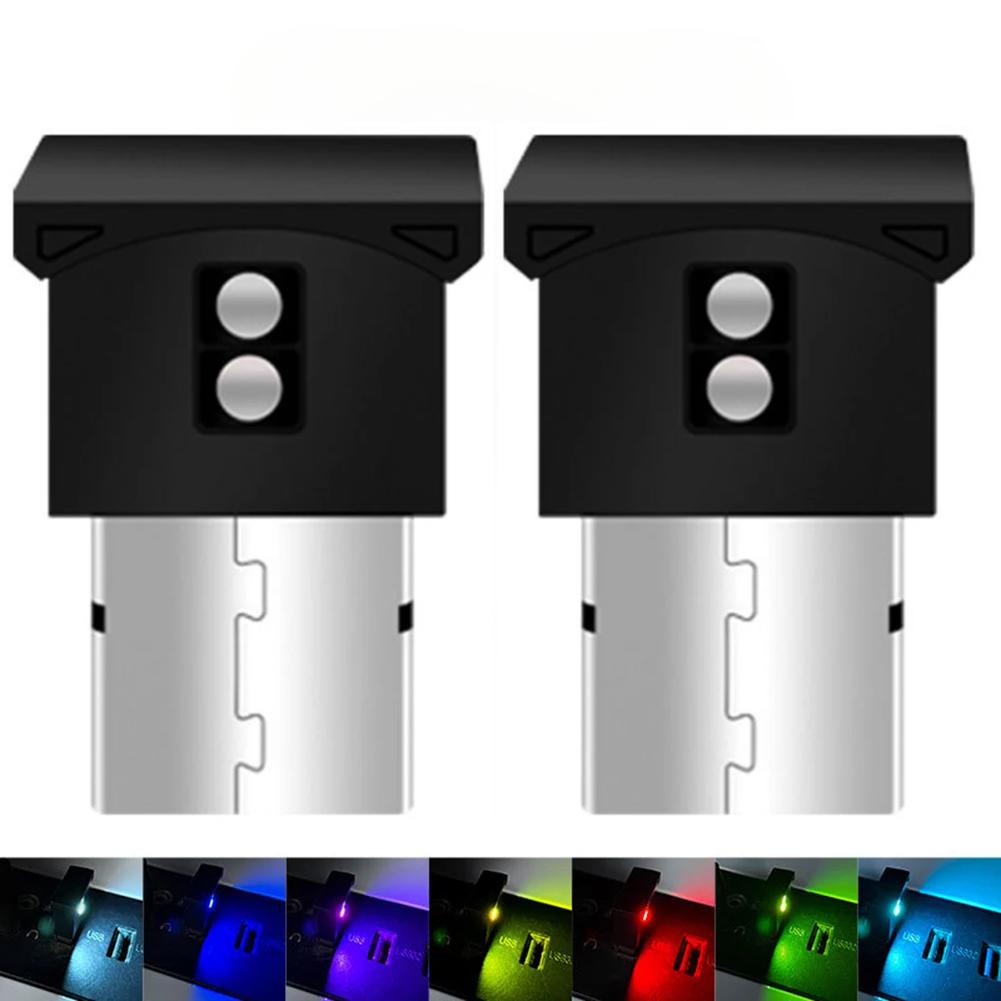 Mini USB LED Interior Car Atmosphere Lamp – RGB Emergency & Decorative Night Light, Plug-and-Play for Auto Ambiance
