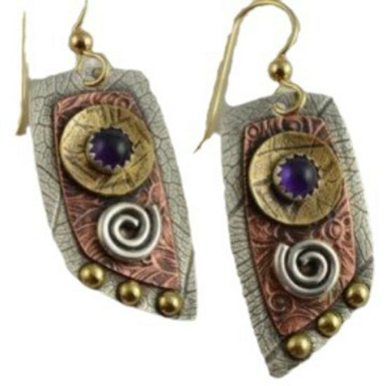 He Cheng Leather Irregular Camouflage Leopard Print Earrings