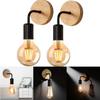 Modern Minimalist Iron Wall Lamp With Wooden Base For Bedroom Living Room Decor