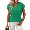 Women's Fashionable Solid Color V Neck  Short Sleeved Pullover T-shirt Top