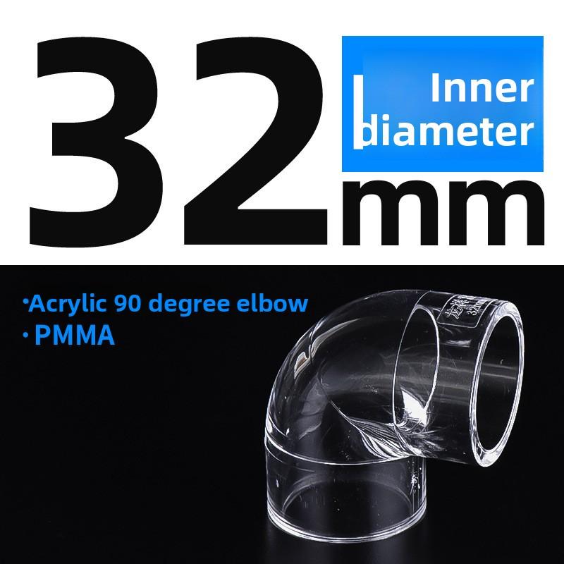 1PC I.D 16/20/25/32mm Acrylic Pipe Fittings Transparent 90 Degree Elbow End Plug Tee Connectors Aquarium Fish Tank Garden Joint