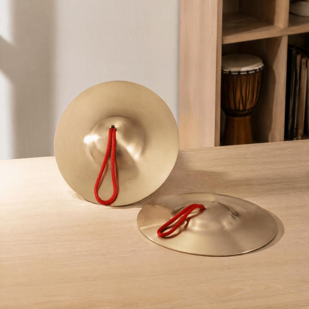 2PCS Brass Color Brass Cymbals Brass Material Hand Cymbals Percussion Instrument  Rhythm Practice