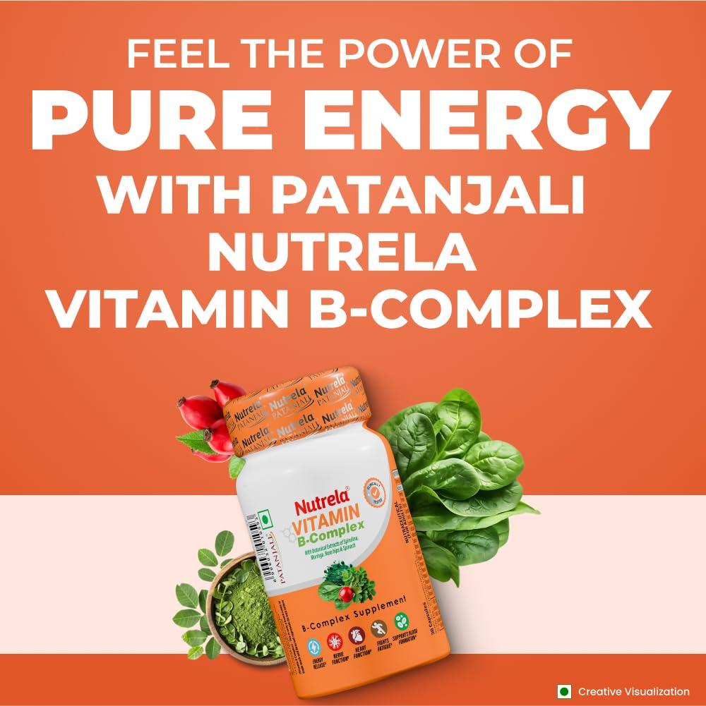 Nutrela Daily Energy Biofermented B Complex 30 Capsules x Pack Of 2 For Men Women Metabolism Support Vitality Supplement