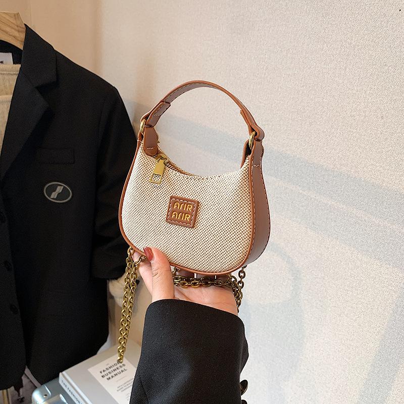 New Mini Children's and Girls' Fashion Accessories Bag Crescent Bag Plaid Leopard Print Crossbody Women's Small Shoulder Bag