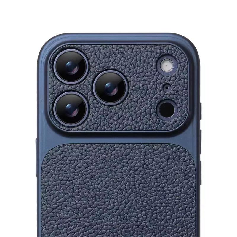 Luxury Lychee Texture Leather Matte Hard Case For iPhone 17 Pro Max 16 15 14 13 12 11 Pro Max Full Lens Protection Back Cover Shell