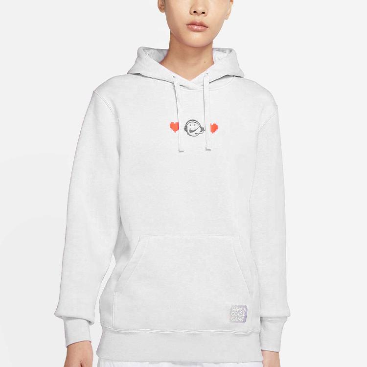 Nike Sports Casual Knitted Hooded Pullover Sweatshirt Women sweatshirt White DC3940-100