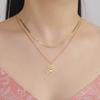 Teamer Lotusblume Anhänger Halskette Edelstahl Yoga Buddhismus Amulett Schmuck für Frauen Doppellagige Perlenkette Geschenk