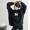 SeiunAn Logo Pullover Long Plus Sizes Loose Crew Long Sleeve Korean English Back Print Women's Sweatshirt, Hoodie, Sleeve, Lightweight,