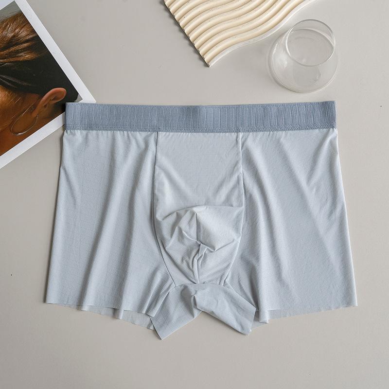 

Чоловіча білизна Льодяний шовк Труси з плоским кутом Безшовні Великий розмір Антибактеріальна Дихаюча ластовиця Середня посадка 3XL