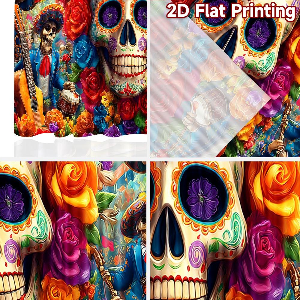 2D flat printing 2pcs Curtain Dia De Muertos Skull Floral Mariachi Digital Printed Polyester Drapes Festive Curtains for Room