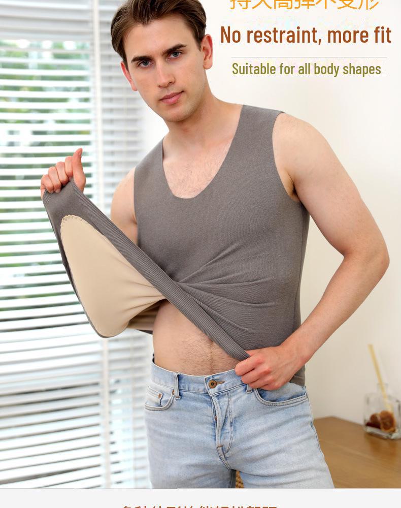 Men's Seamless Silk Vest: Warm, Velvet-Lined, Heated Back, Slim Fit, Plus Size, Ideal for Autumn & Winter.